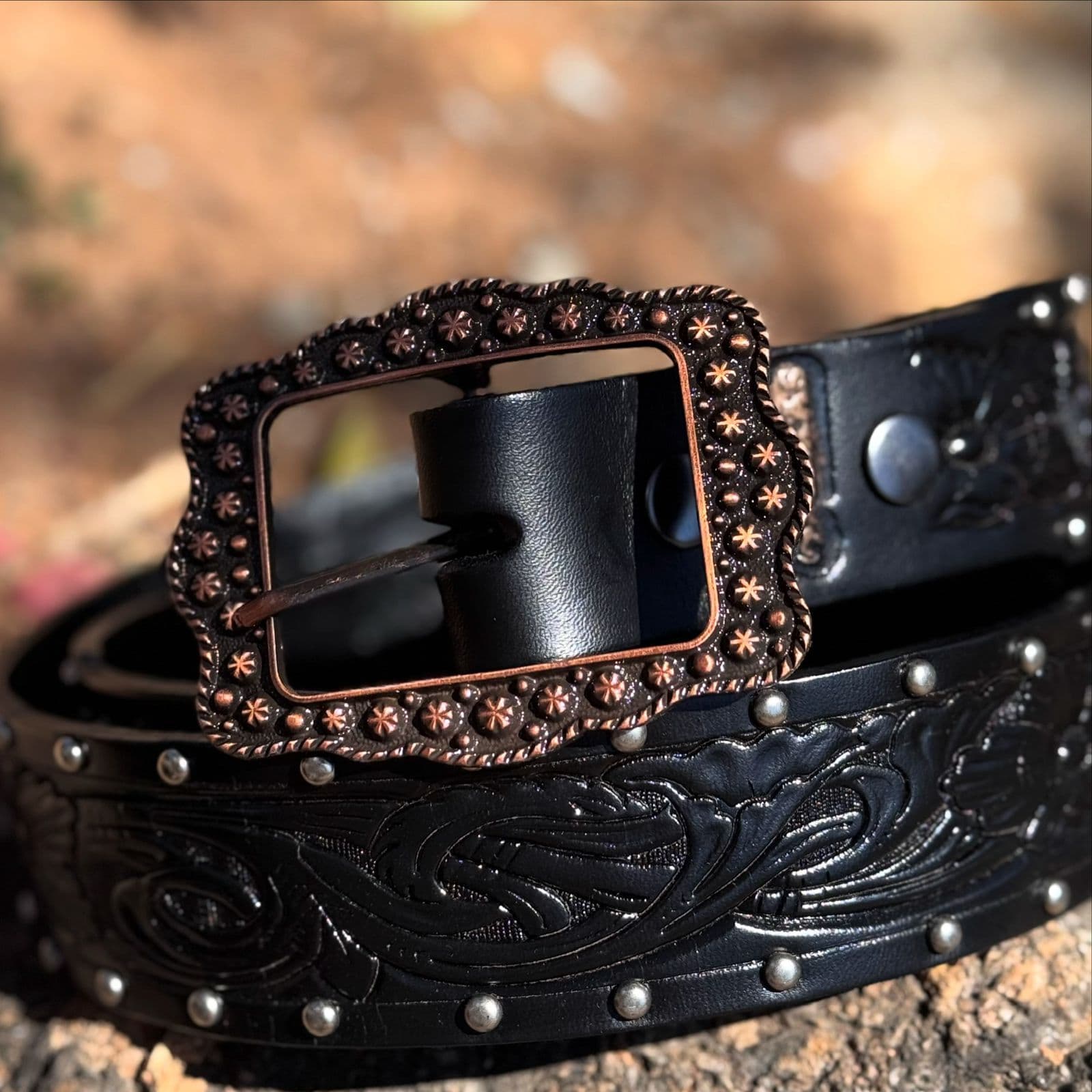 Cinto de couro fivela quadrada